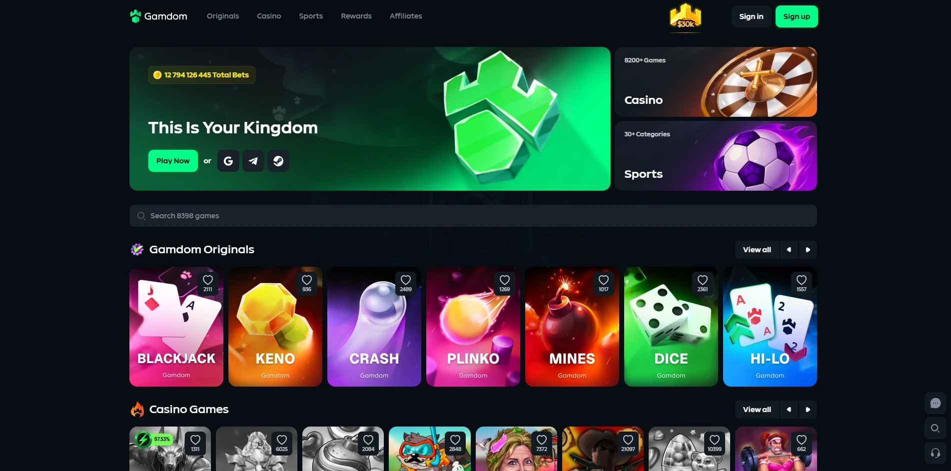 Gamdom Casino Screen